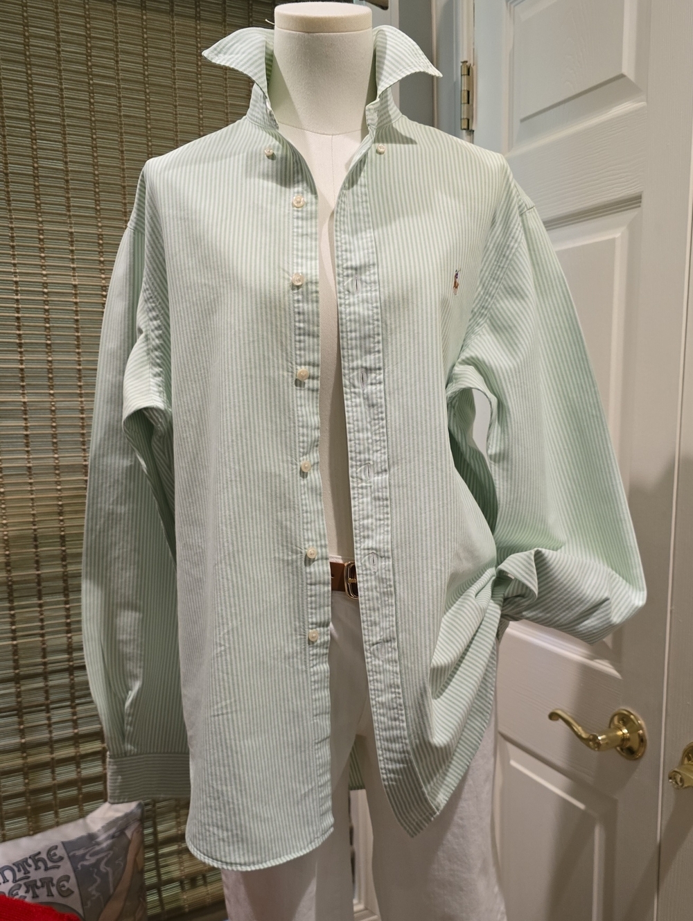 Ralph Lauren Light Mint & White Pinstripe Button-Down Shirt